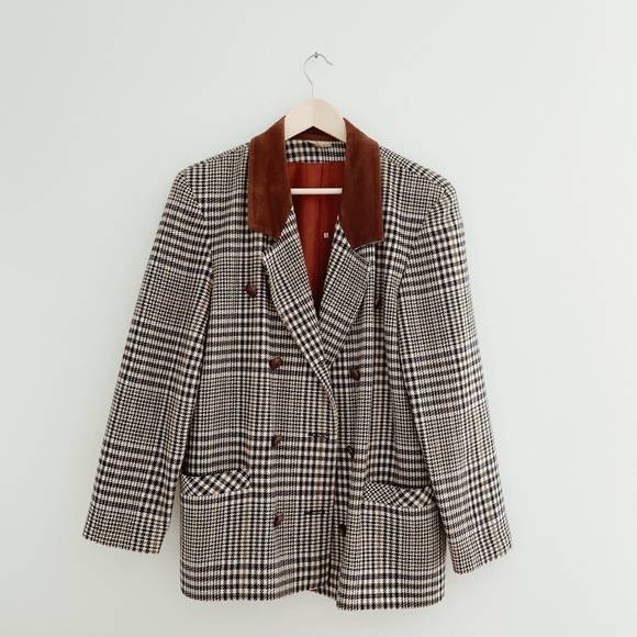 Vintage Jackets & Blazers - Vintage Plaid Wool Blazer Made In France